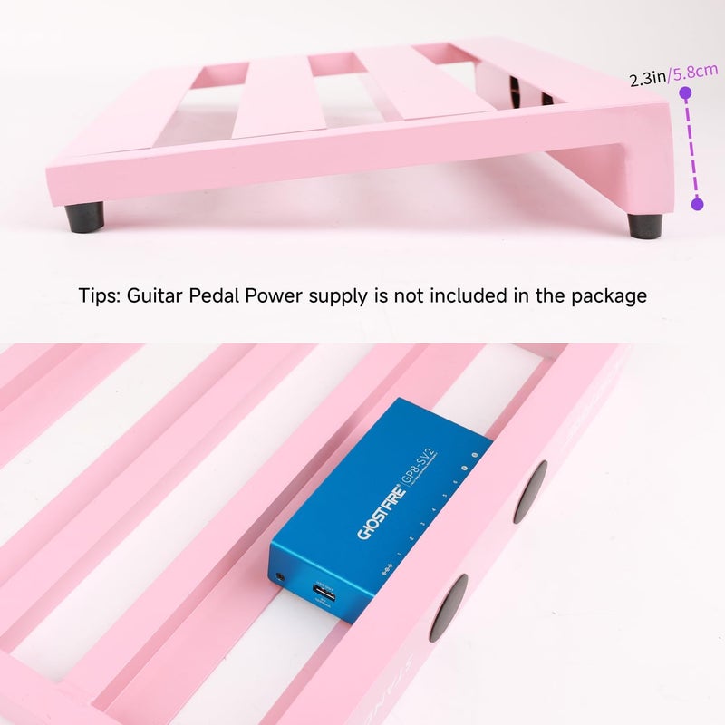 GHOSTFIRE Ghost Fire Limited Edition Guitar Pedal Board Aluminum Alloy 2.6lb Effect Pedalboard 17"x12.5"x3 "with Carry Bag,New V series (V-STANDARD 1.0 PINK) - Image 5